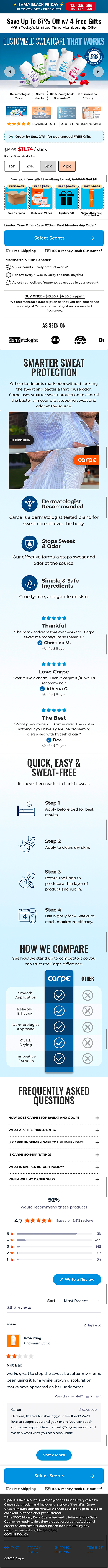 Original Carpe website - cluttered layout with poor visual hierarchy and conversion issues